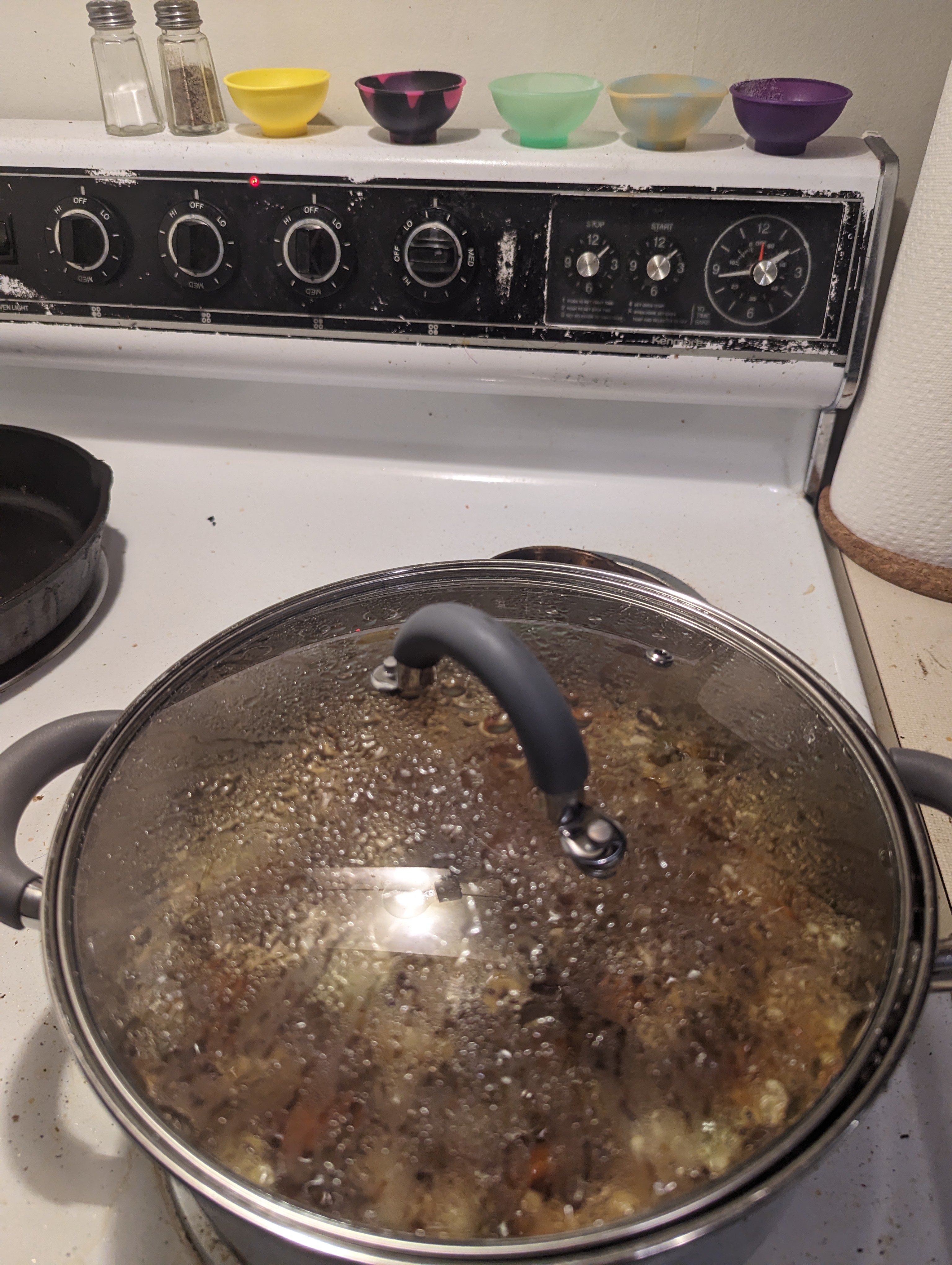 Covering and simmering the stew